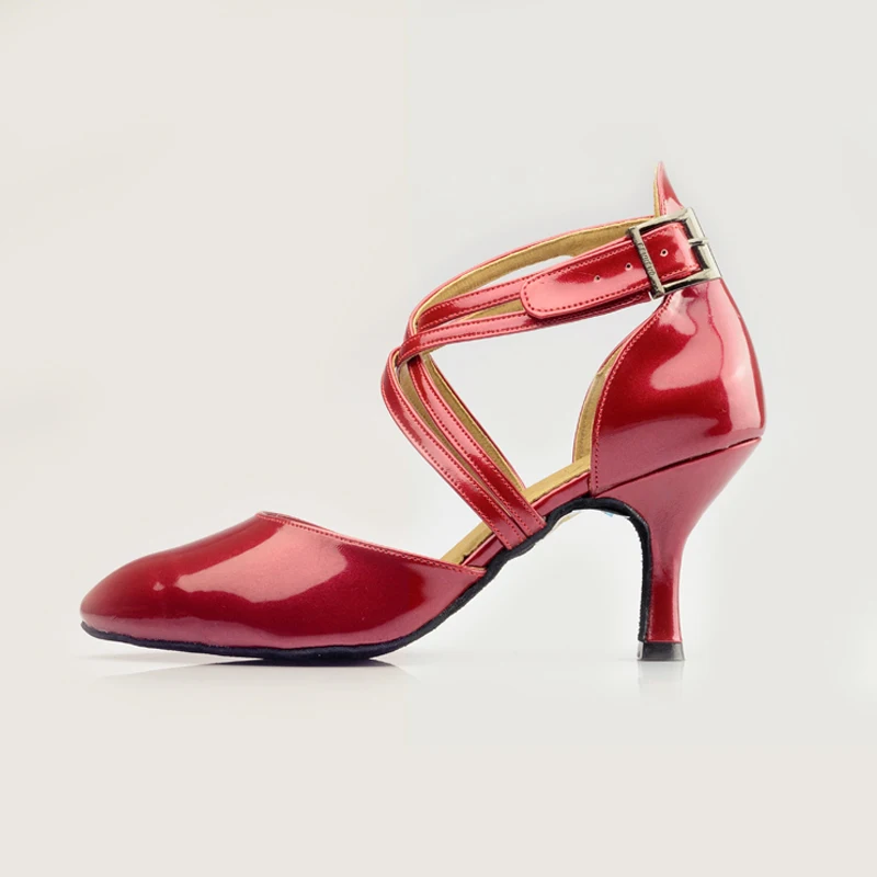 Женские кроссовки для латиноамериканских танцев красные из ПУ кожи|latin dance shoes