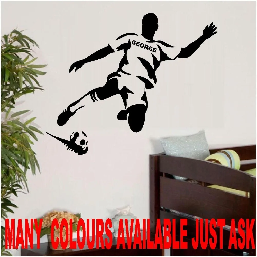 Custom made FOOTBALLER FOOTBALL PERSONALISED LARGE SOCCER WALL ART