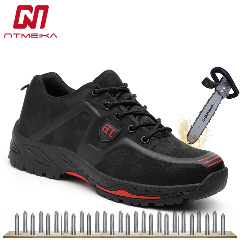 

Men Breathable Safety Shoes Steel Toe Midsole PU Leather Safety Boots For Men Casual Work Shoes 3D Soles Big Size 35-46