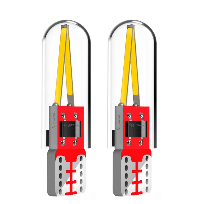 

2Pcs T10 W5W 168 Filament COB LED Car Lights Glass Shell Led Wedge Auto Parking Lamps Reading Dome Bulbs DRL Automobiles Styling