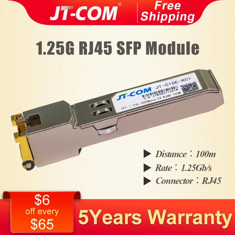LODFIBER SFP-TX Aruba Networks Compatible 1000BASE-T SFP Copper RJ-45 100m Transceiver