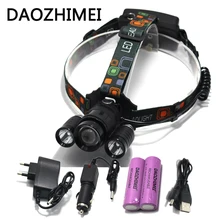 3T6 налобный фонарь с зумом XML T6 зум 8000 Люмен 4 режима светодиодный фар USB Мощность Перезаряжаемые охотничий налобный фонарь Зарядное устройство