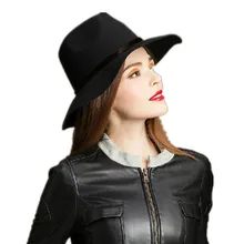 LUCKYLIANJI Для мужчин Для женщин шерстяного фетра джаз котелок Дерби широкими полями Панама Sun Hat кожаный ремень Группа Gangster Кепки Размеры: 57 см настроить веревку