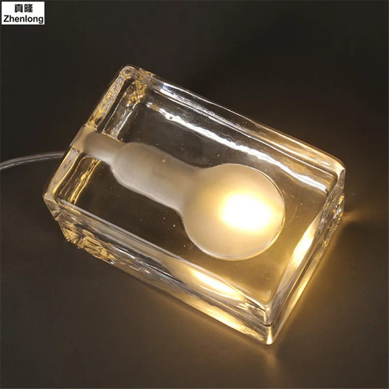 Transparent Glass Crystal Bulb G9 Modern Ice Table Lamp Creative Decorative Bedroom LED Ice Cream Brick Desk Lamp Warm/white Led