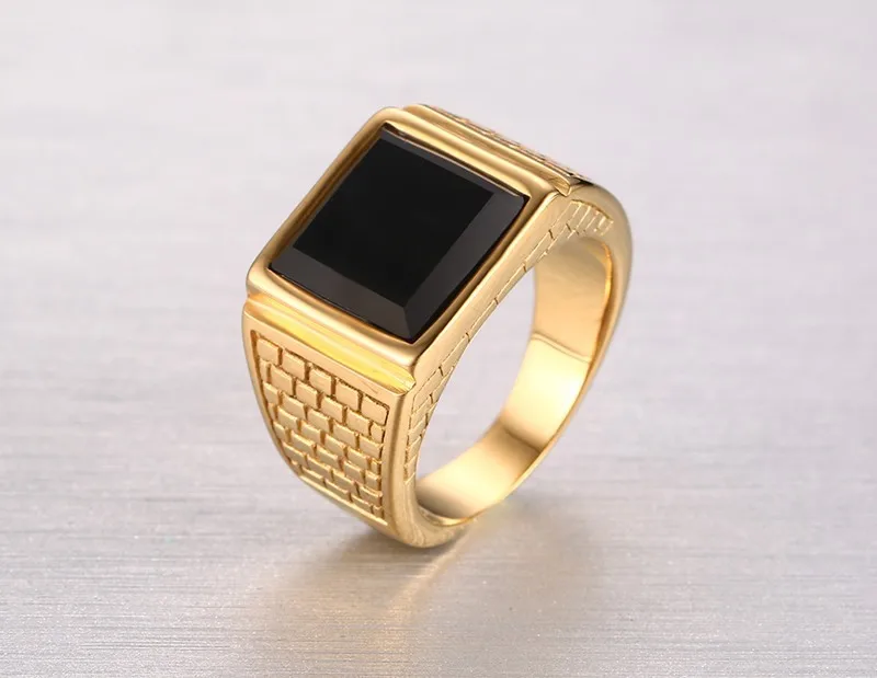 High Quality Men Ring Fashion Gold Color Stainless Steel Rings Mens Wedding Bands Rings For Man Engagement Boy Jewelry