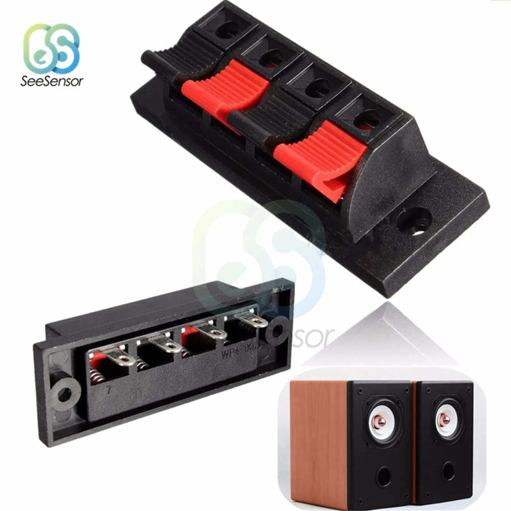 

5Pcs Single Row 4 Pin 4 Position Speaker Terminal Board Connectors