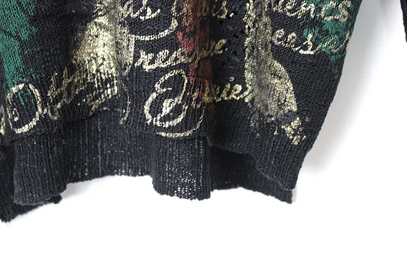 XITAO вязаный свитер с принтом женский Асимметричный пуловер дикий Джокер Тонкий геометрический элегантный лоскутный свитер WLD2257