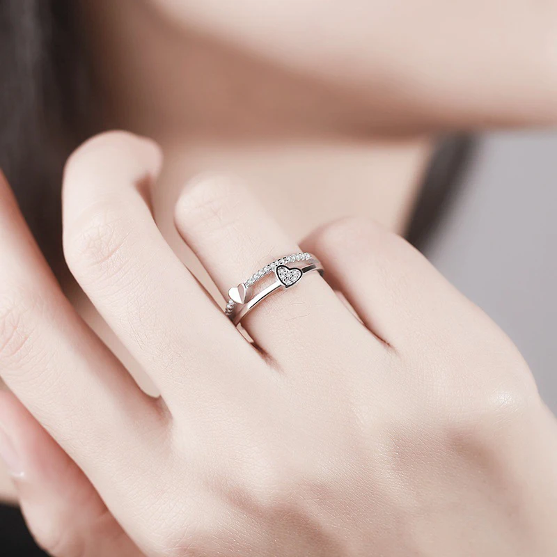 Новые модные кольца для влюбленных пар в форме сердца, элегантные блестящие кольца со стразами, свадебные кольца для женщин и мужчин, романтические ювелирные изделия, подарок