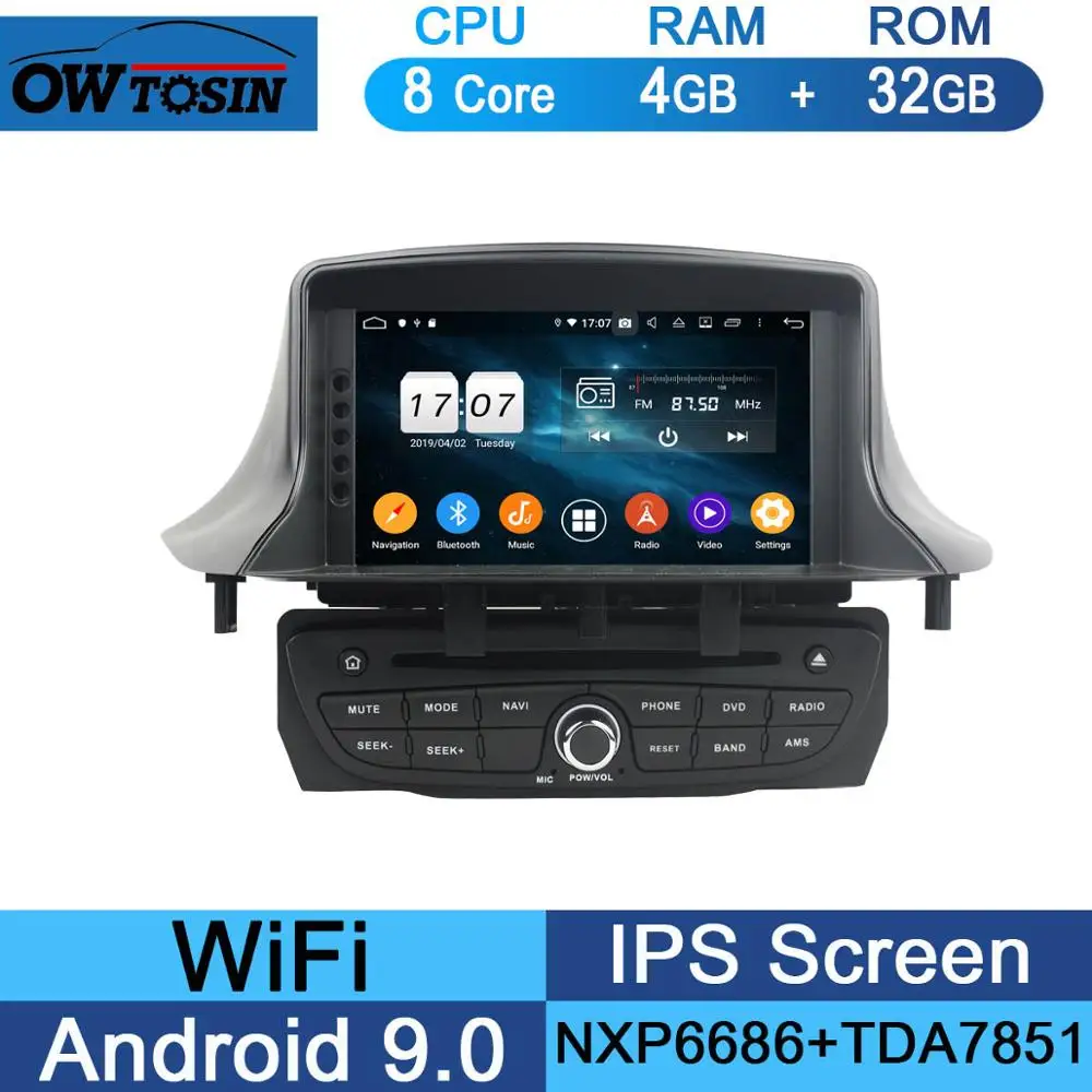 " ips 8Core 4G ram+ 64G rom Android 9,0 автомобильный dvd-плеер для Renault Megane III Fluence 2009- CarPlay Parrot BT Радио - Цвет: 32G