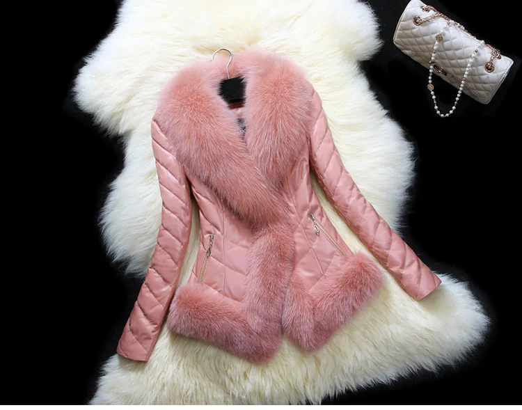 Savabien/меховая кожаная куртка с длинными рукавами и воротником из искусственного меха, женская искусственная Меховая куртка, теплая тонкая парка, короткое пальто из искусственного меха, верхняя одежда