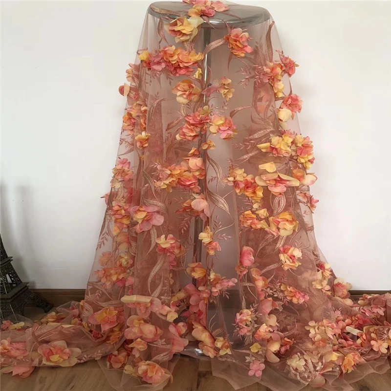 

VILLIEA African Lace Fabric 2018 High Quality Soft French Mesh Lace Fabric With 3D Flowers Nigerian Fabrics For Wedding