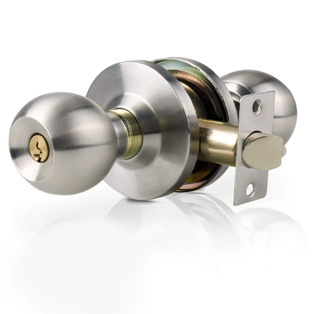 Us 13 86 30 Off Round Lever Handle Knob Knobs Door Lock Bedroom Bathroom Locks Stainless Steel For Room Door Wooden Door Iron Gate New In Door Locks