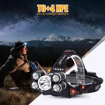 

T6+4 XPE 2400LM Fixed Focus Searchlight USB Charging Outdoor 5 LED Headlamp