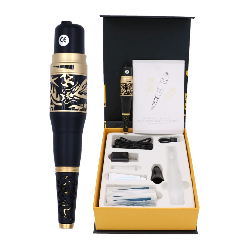 

1 Set Dragon Small Tattoo Machine Kit With Tattoo Gun and Needles For Permanent Eyebrow and Lip Munsu Makeup Free Shipping