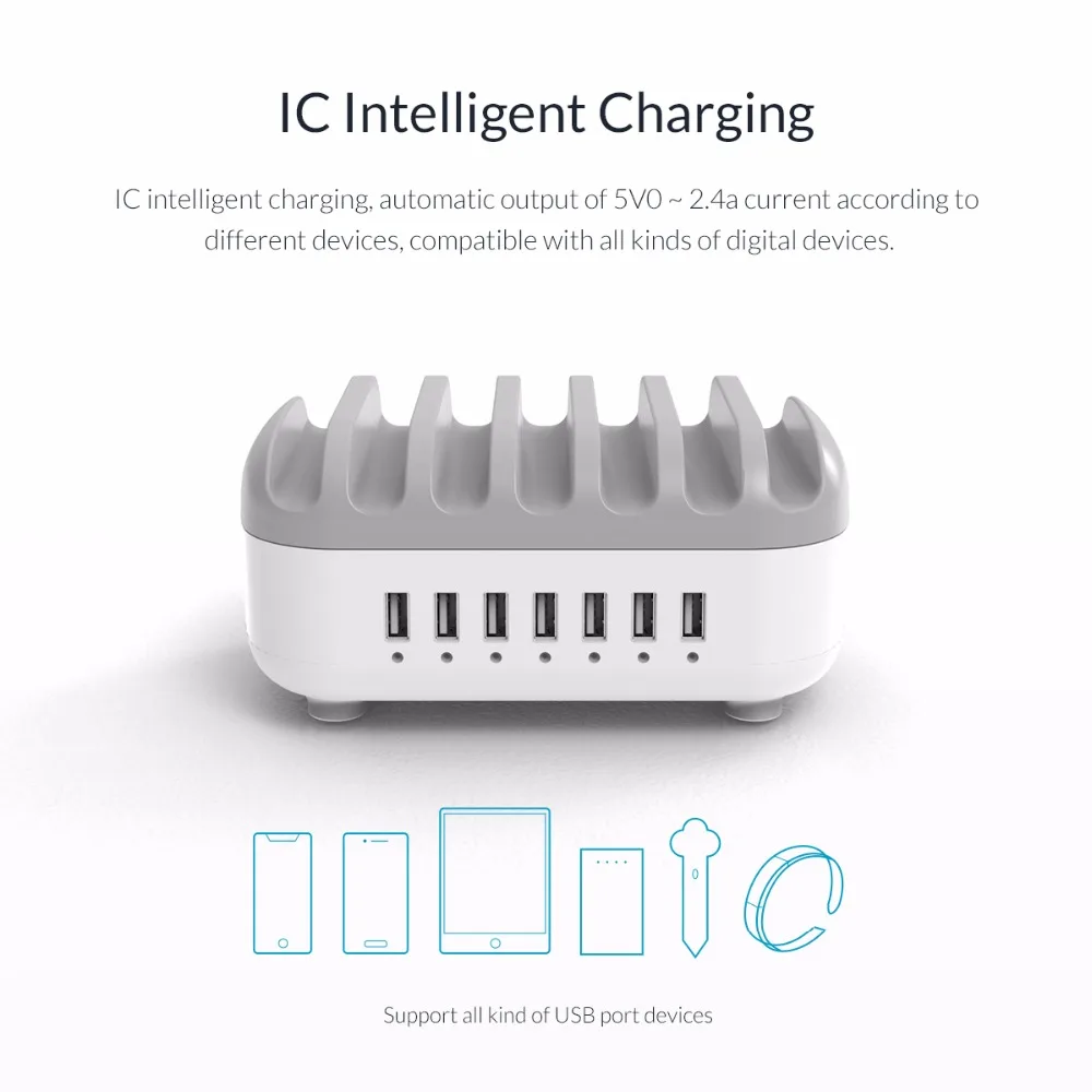 ORICO USB Зарядное устройство Док-станция с держателем USB зарядное устройство 70 Вт 5V2. 4A* 7 usb зарядка для iphone pad Kindle