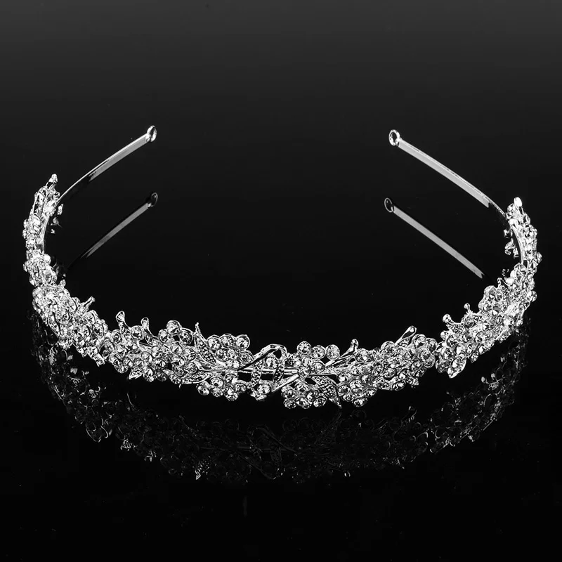 

1Pcs Elegant Twinkling Full Crystal Rhinestone Flower Leaf Wedding Bridal Flower Girl Tiara Jewelry Hair Accessory