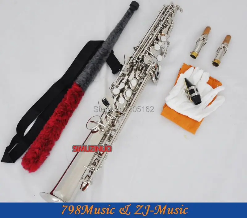 

Silver Plated Soprano Saxophone Bb key to High F key and G key-2 Neckes