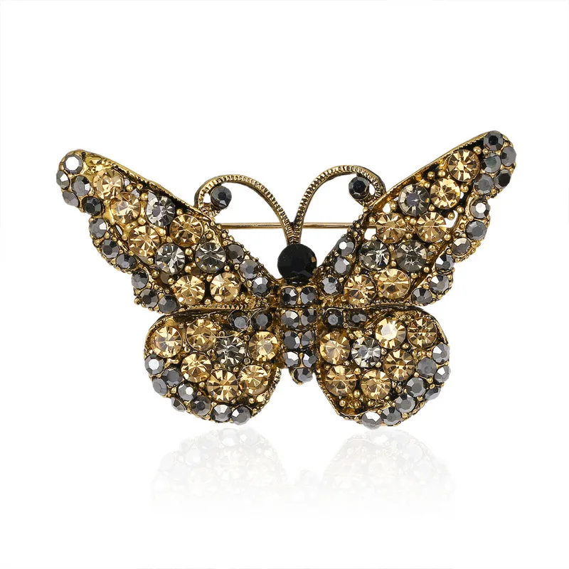 

2019 New Simple Trend Retro Dead Leaf Butterfly Alloy Rhinestone Brooch Pin for Women Fashion Corsage Jewelry Accessories