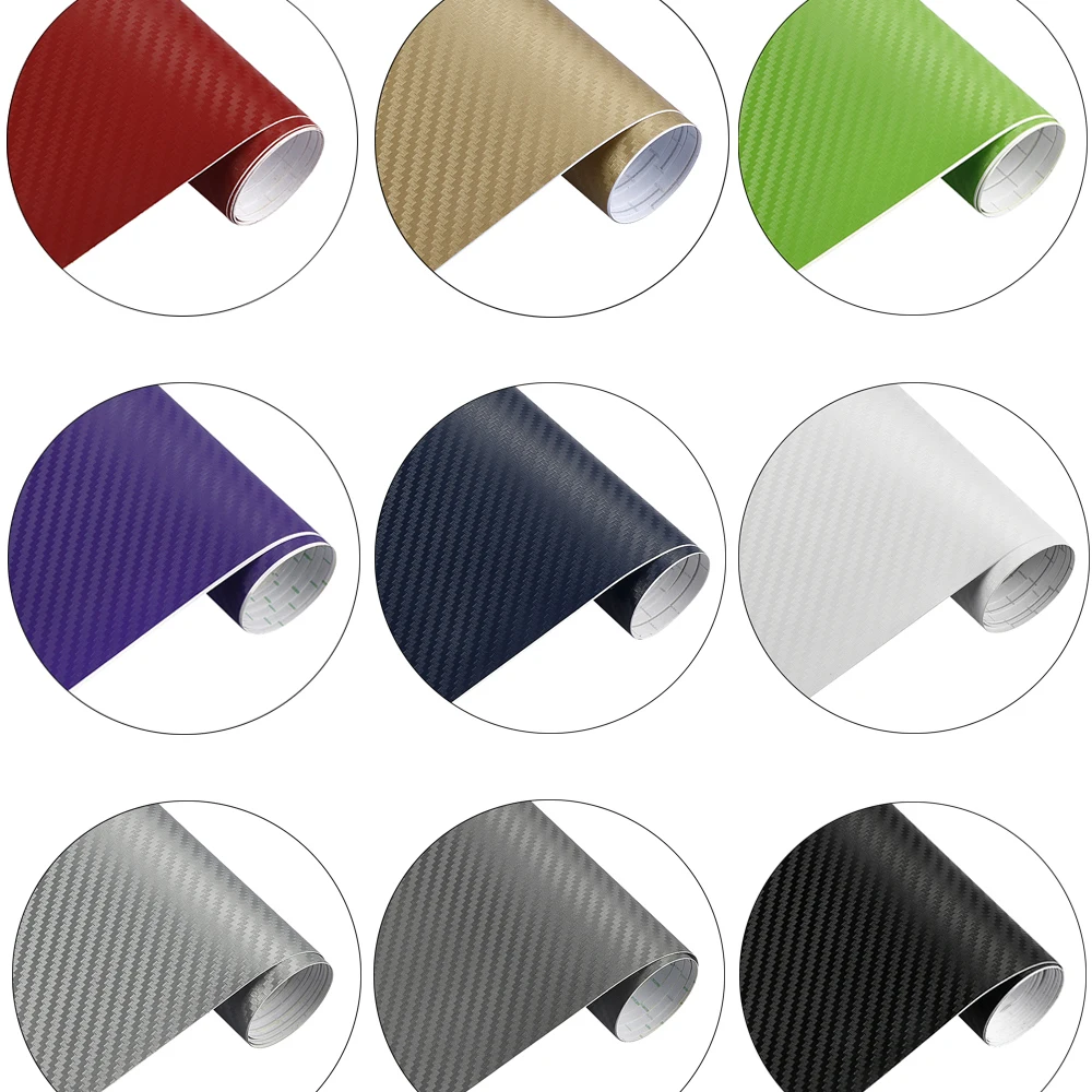 30cmx127cm 3D En Fiber De Carbone Vinyle Voiture Wrap Feuille Rouleau