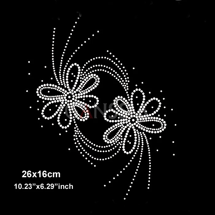 IDM18 9x8cm Flower Bouquet Diamante Crystal Hotfix Iron on Motif Appliqué 