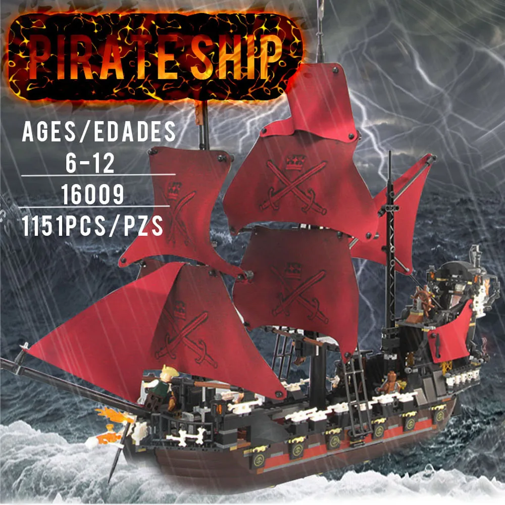 

Lepin Pirates of the Caribbean 16009: Queen Anne's Revenge Ghost Pirate Toys Building Blocks 4195 Boy's Gift Walkie Talkie