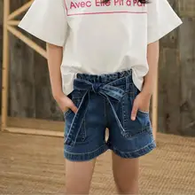 Новинка,, джинсовые шорты с бантом для девочек летние модные шорты для девочек 6-11 лет, B627