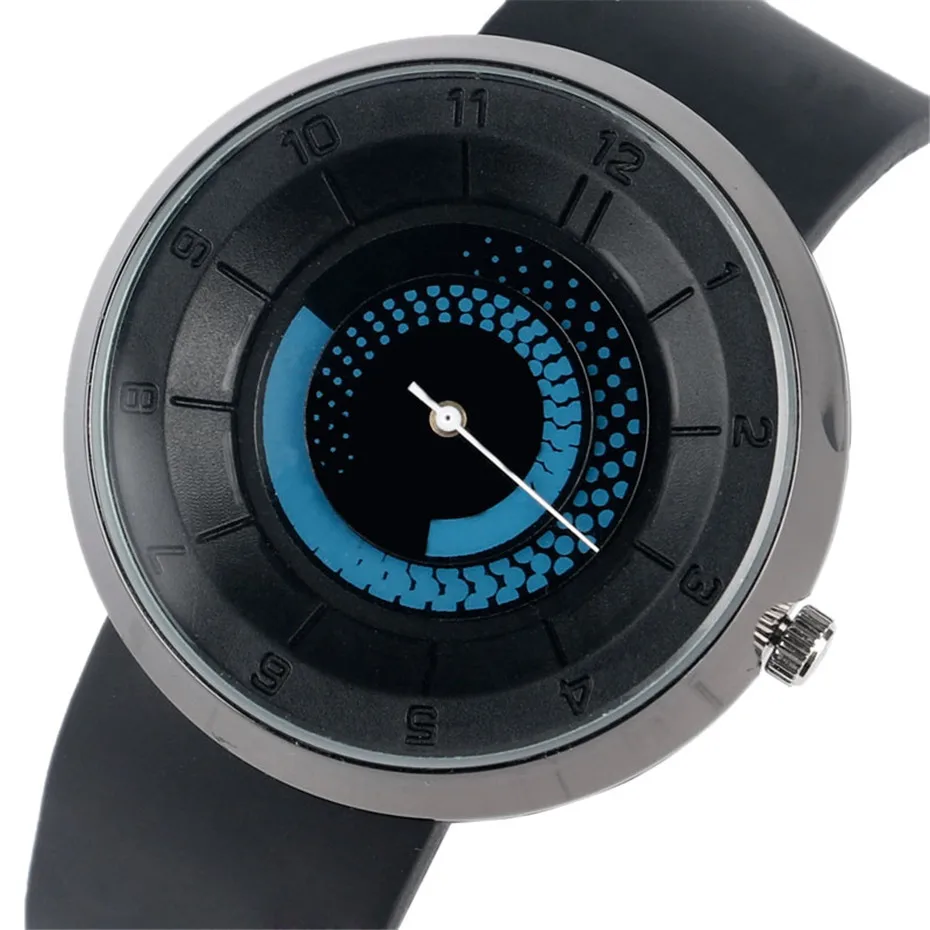 YISUYA Creative Watches Tire Lines Pattern Dial Mens Steampunk Fashion Analog Quartz Wrist Watch Black Rubber Band Student Clock (16)