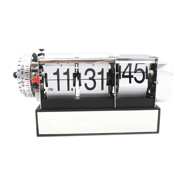 

Flip Clock Automatic Flip Desktop Alarm Clock Artist and Office Decoration Mini Table Clock White Abs+ Metal