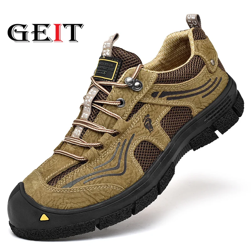 

Men's Hiking Shoes High quality Genuine Leather & Breathable Air Mesh Comfortable Sport Shoes Climbing Outdoor Hiking Shoes