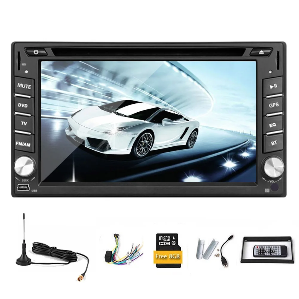 Audio Car DVD Player Bluetooth Car Stereo Video In Dash Head Unit Autoradio FM AM Radio Receiver USB SD 2 Din PC System Touchscreen Steering Wheel control RDS iPod DTV