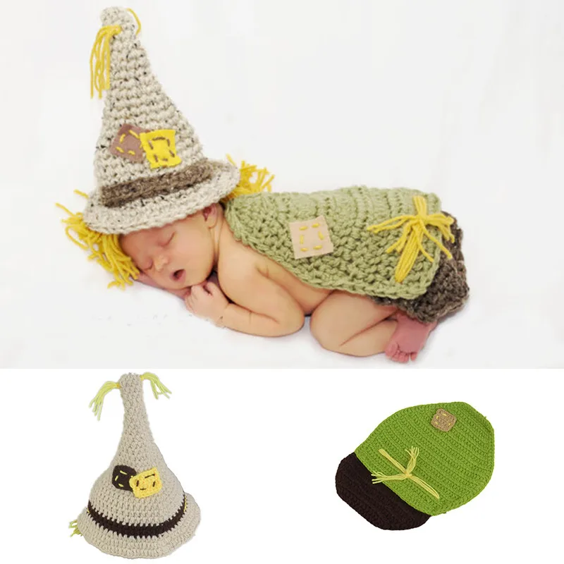 Scarecrow Design Baby Boy Girls Crochet Knit Costume Newborn Photography Props Infant Shower Gift Clothes Kids Halloween Costume