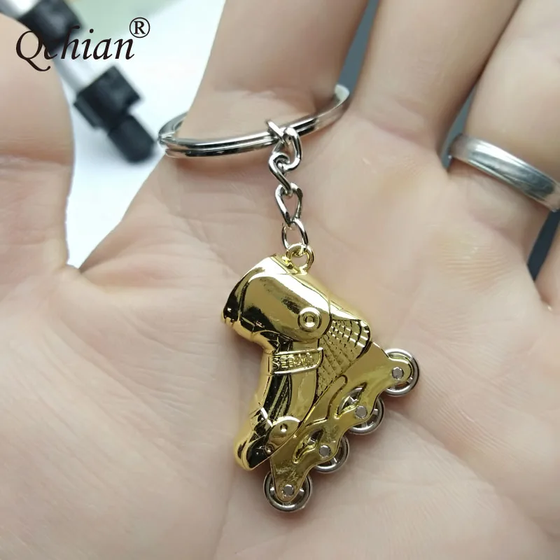 

Single Roller Skates Model Double-sided Metal Automobiles Keychain And Bag Pendant Jewelry Keyring Beautiful Gift