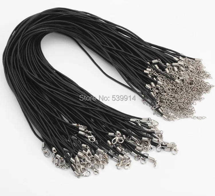 

100pcs Black 2mm Real Leather Necklace Cord For DIY Craft Jewelry