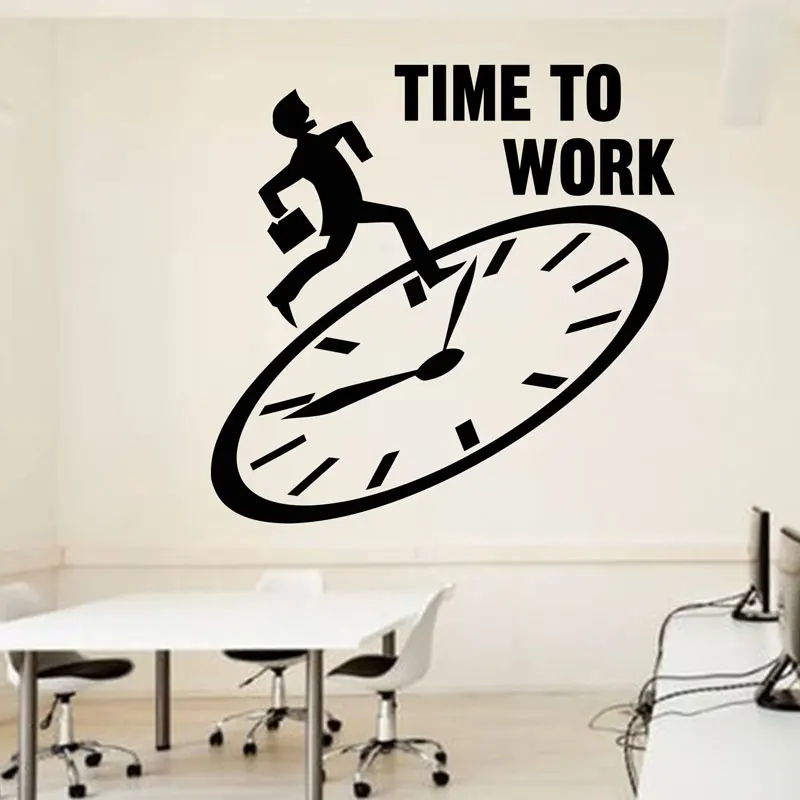 Us 6 25 26 Off Office Wall Quote Time To Work Office Quote Motivational Workspace Desk Interior Stickers Mural Vinyl Sticker Lz27 In Wall Stickers