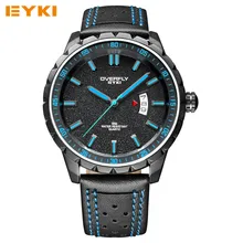 EYKI Мужские Часы Люксовый Бренд Кожа Спорт Кварцевые Часы Montre Homme Водонепроницаемый Наручные Часы Для Мужчин Армия Армия Смотреть 2016