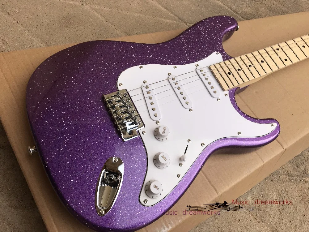 

China OEM firehawk Custom Shop ST Electric Guitar Shining metal purple alder wood free shipping