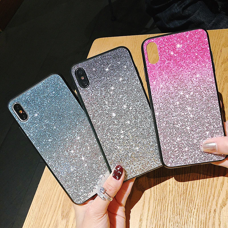 Case For iPhone X Xr Xs Max Cover Korean Glitter Gradient  (5)