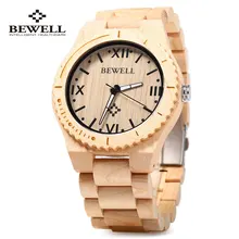 Bewell ZS — W065A Wood Men Quartz Watch Roman Numeral Scales Waterproof Wooden Man watches 2016 Brand Luxury relogio masculino