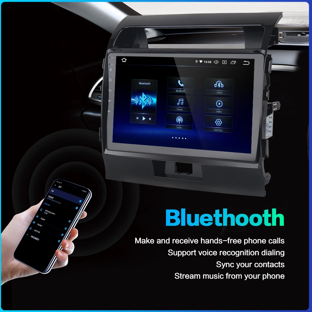 Perfect Dasaita 10.2" Android 9.0 Auto Car 1 Din Radio for Toyota Land Cruiser LC200 2008 2009 2010 2011 2012 2013 TDA7850 4GB RAM 4