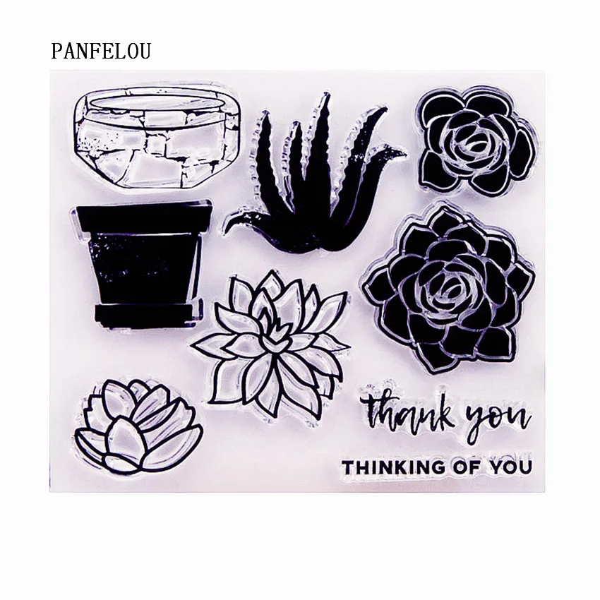 

PANFELOU Cactus flower pot Transparent Clear Silicone Stamp/Seal DIY scrapbooking/photo album Decorative clear stamp sheets