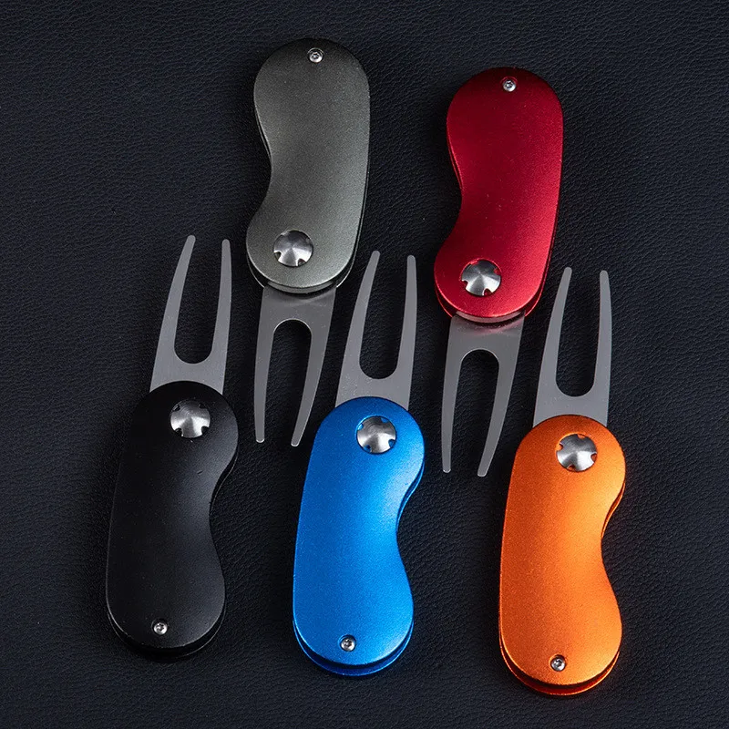 

HOT 2019 Metal Foldable Golf Divot Fork Tool with Button Magnetic Portable for Golf Club