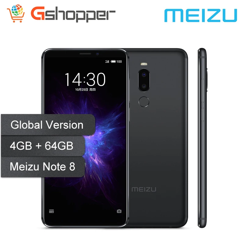 Глобальная версия Meizu Note 8 4 Гб 64 Гб Смартфон Snapdragon 632 Octa Core 5,99 "HD полный экран 12 Мп + 5 Мп реальная камера отпечатков пальцев