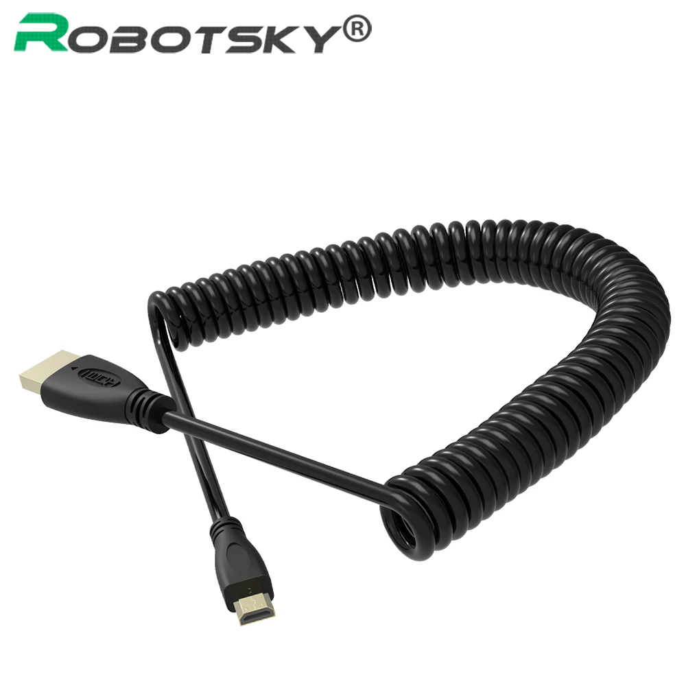 Robotsky высокоскоростной пружинный Micro HDMI кабель с позолоченным покрытием