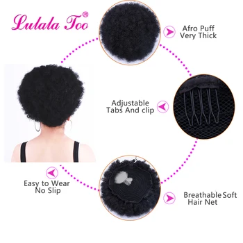 10inch High Puff Afro Curly Wig Ponytail Drawstring Short Afro Kinky Pony Tail Clip in on Synthetic Kinky Curly Hair Bun 3
