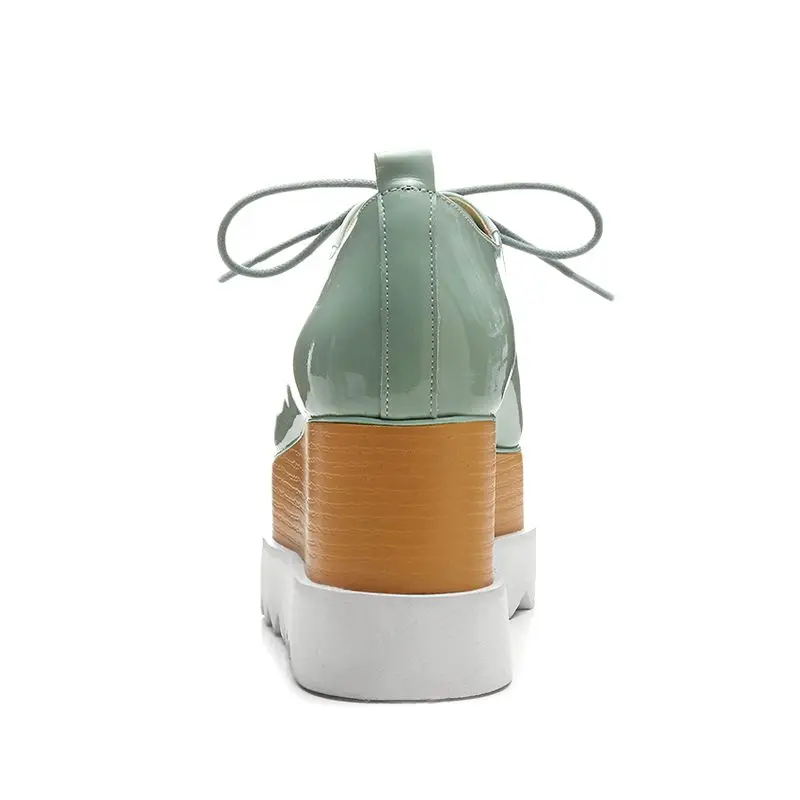 Pompes Chaussures Étanche Wedge Dentelle Pot Green Noir Cristal Cuir Vache Krazing L01 Carré Femmes Augmenté En mint Bout Superstar 2018 Up SvwAXnfg
