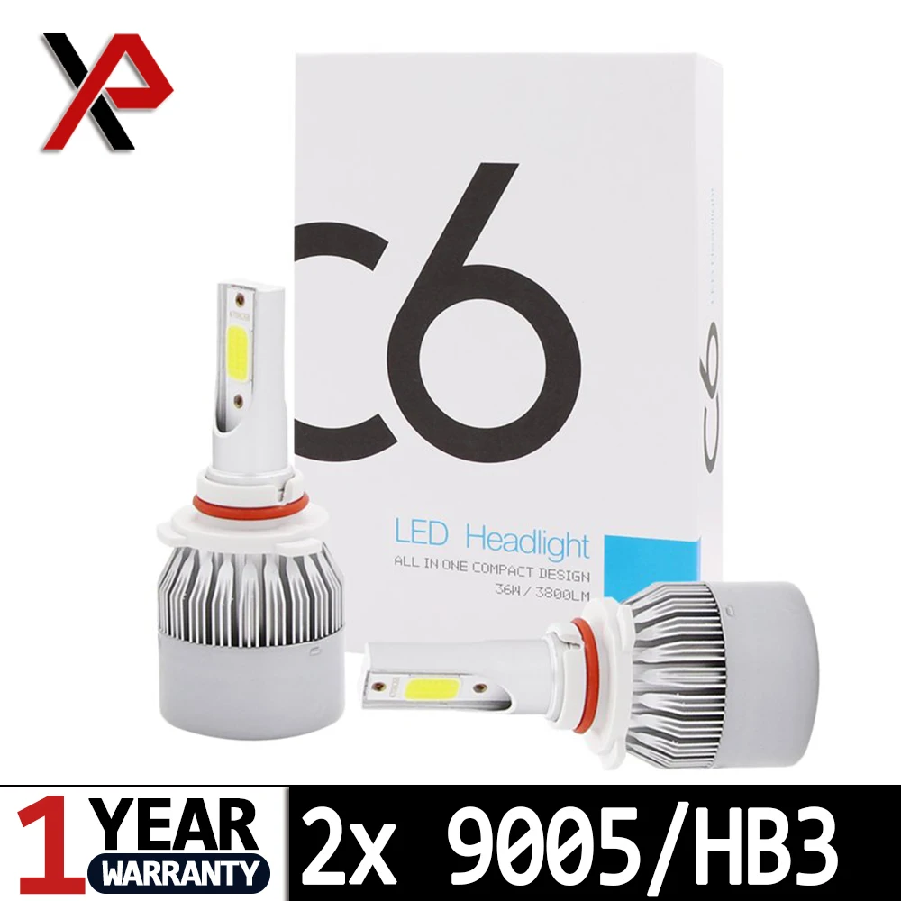 

NEW Arrival 9005 HB3 9006 HB4 12V 36W LED COB Canbus Super White 6000K High Beam Headlight Replacement Lamps Light Bulbs 2x
