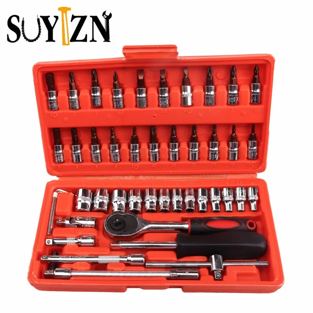 46 In1 Ratchet Wrench Set Car Repair Tool Set Universal Head Ratchet 1/