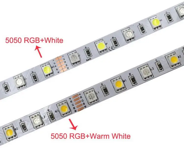 5 м RGB RGBW 5050 Светодиодные полосы света Водонепроницаемый не Водонепроницаемый DC12V SMD 60leds/M 300 светодиодов Гибкие бар полоски света RGB + белый/ww