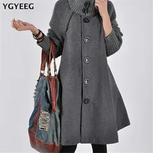 YGYEEG женские зимние куртки с рукавами «летучая мышь», однобортные шерстяные пальто, повседневное Свободное пальто с длинным рукавом, плащ, пальто, шерстяная куртка, S-5XL