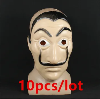 

10pcs/lot Dali Plastic Mask Coplay Costumes Props Halloween Carnival Party Funny Tools Paper House La Casa De Papel Dali Mask